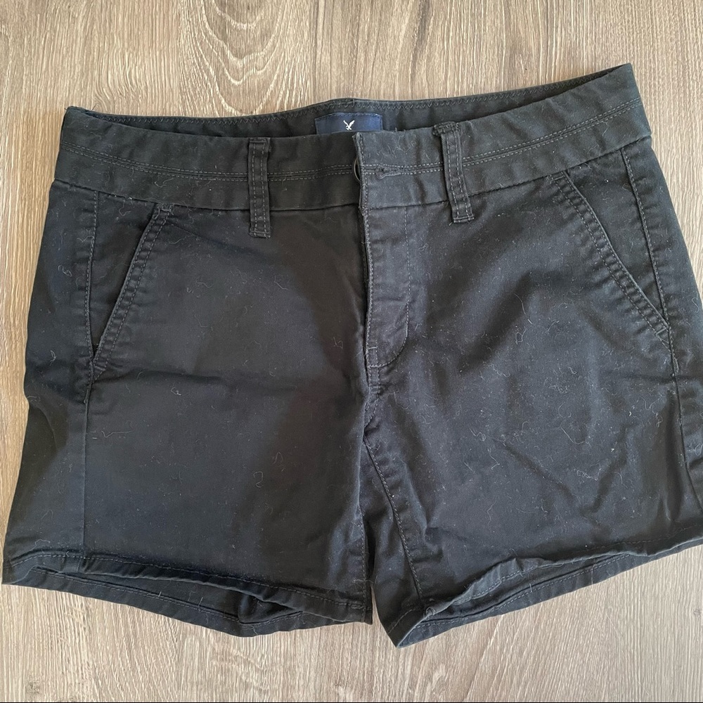 American eagle black midi shorts